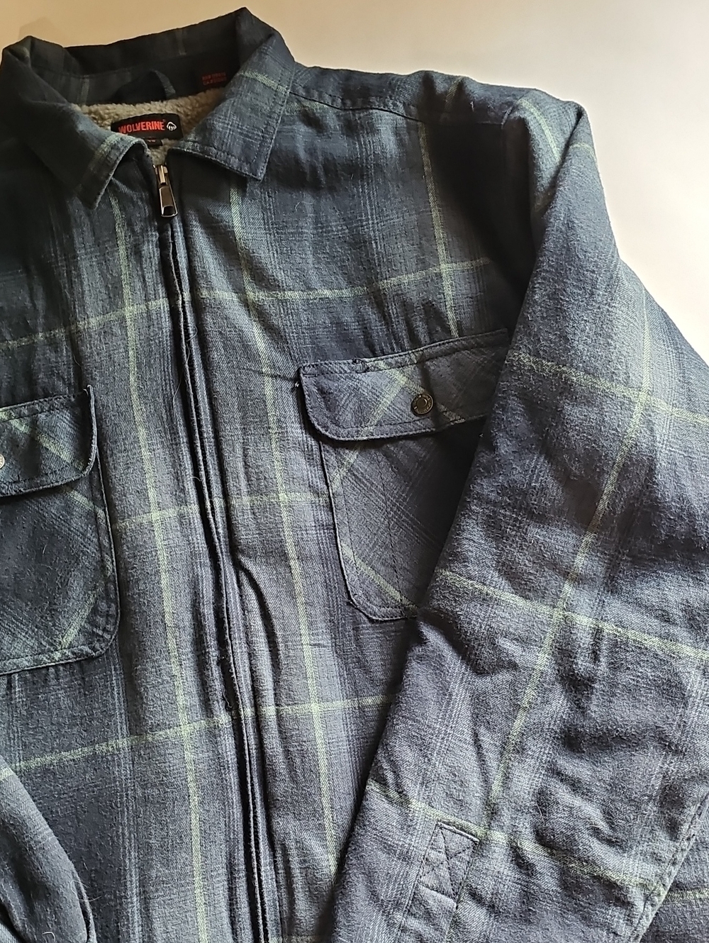 Wolverine Men's Dark Navy Plaid Zip Shirt Jacket